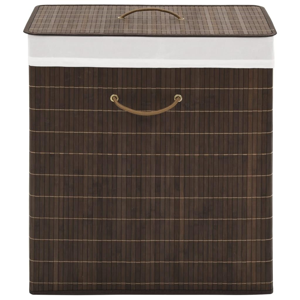 Vidaxl Ecofriendly Bamboo Laundry Bin, Rectangular, Dark Brown, Lightweight And Dismantlable, With Removable Polyester Fabric
