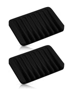 Jomeech Bathroom Soap Dish, Silicone Soap Holder for Bar Soap, Pack of 2 (Black)