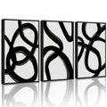 Drsoum Black and Gray Abstract Framed Wall Art Decor Duotone Minimal Dark Brush Stroke Prints Shapes Illustrations Modern Art De