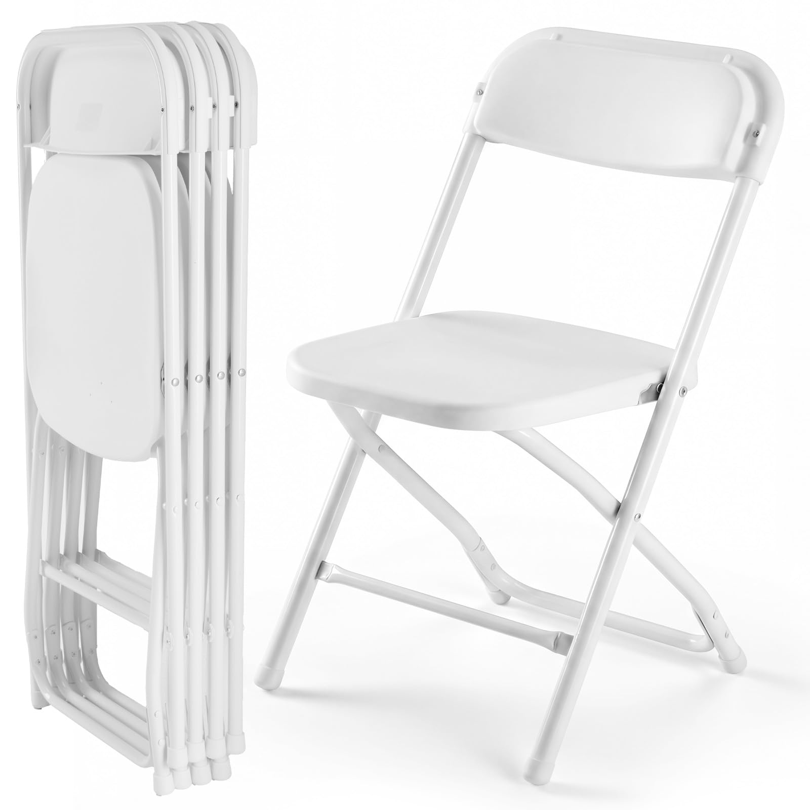 DUMOS Folding Chairs Sets of 4, 330lbs Plastic Stackable Portable Patio Dining Sets, Fold Up for Indoor Outdoor, Camping, Garden