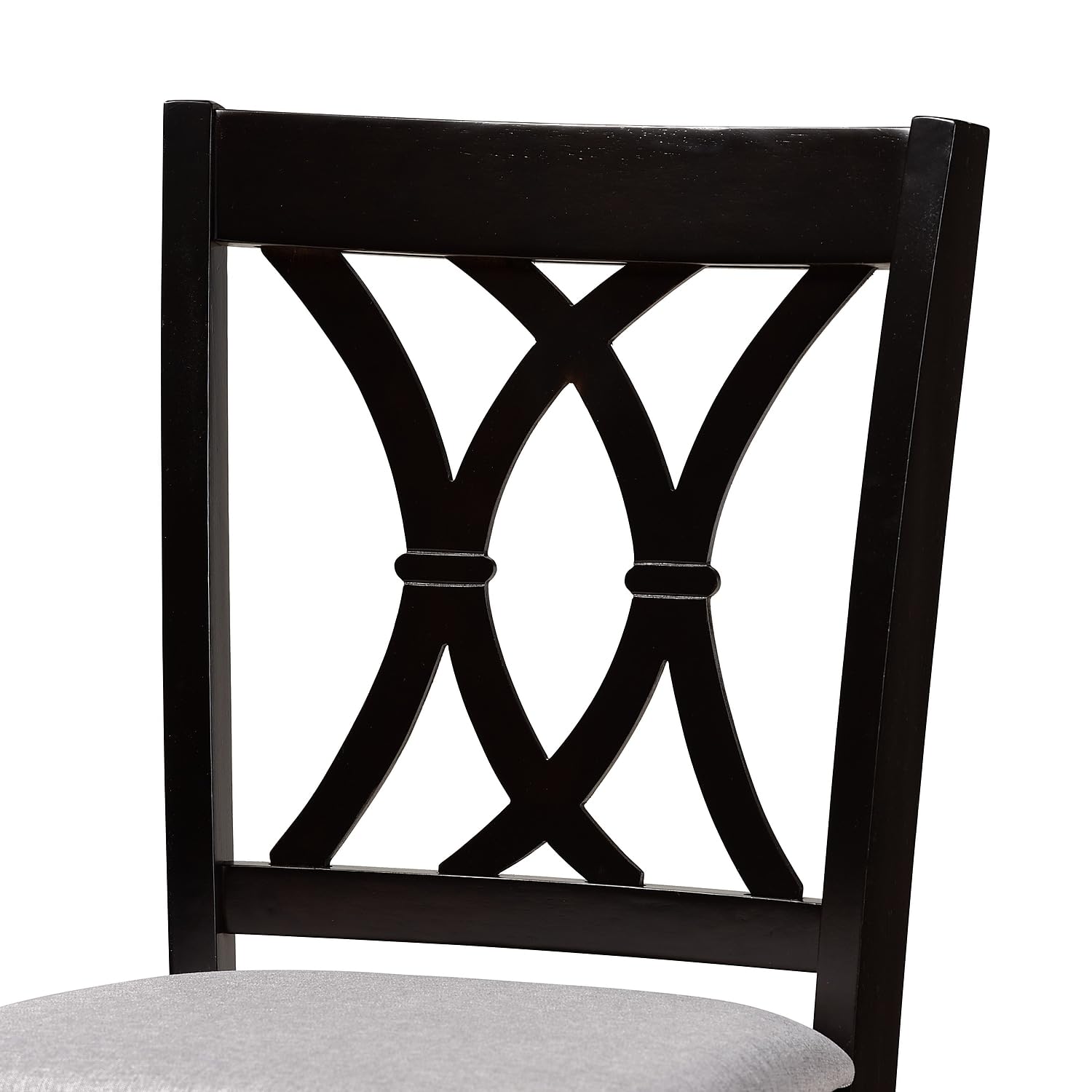 Baxton Studio Calista Modern Fabric Cut-Out Back Bar Stool, Grey and Espresso Brown, 2-Pieces/Set (167-2PC-10854HT)