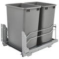 Rev-A-Shelf Double Pull-Out Trash Can for Under Kitchen Cabinets 35 Quart 8.75 Gallon with Soft-Close Slides, Metallic Silver, 5