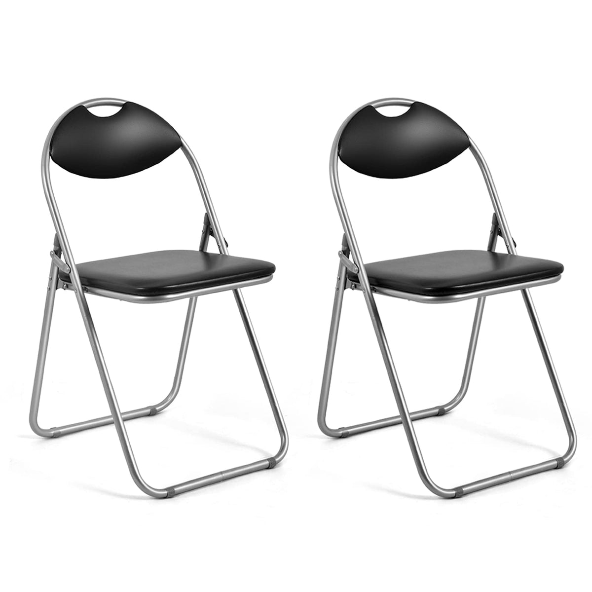 Giantex 2-Pack Folding Chairs Set - Waiting Room Chairs With Padded Seats And Carrying Handle For Desks Home Office Steel Guest