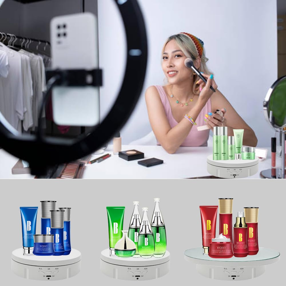 Jayegt 2 In 1 Motorized Rotating Display Stand With Mirror Replacement Cover,Max 22Lbs Load , 360 Degree Electronic Turntable Di