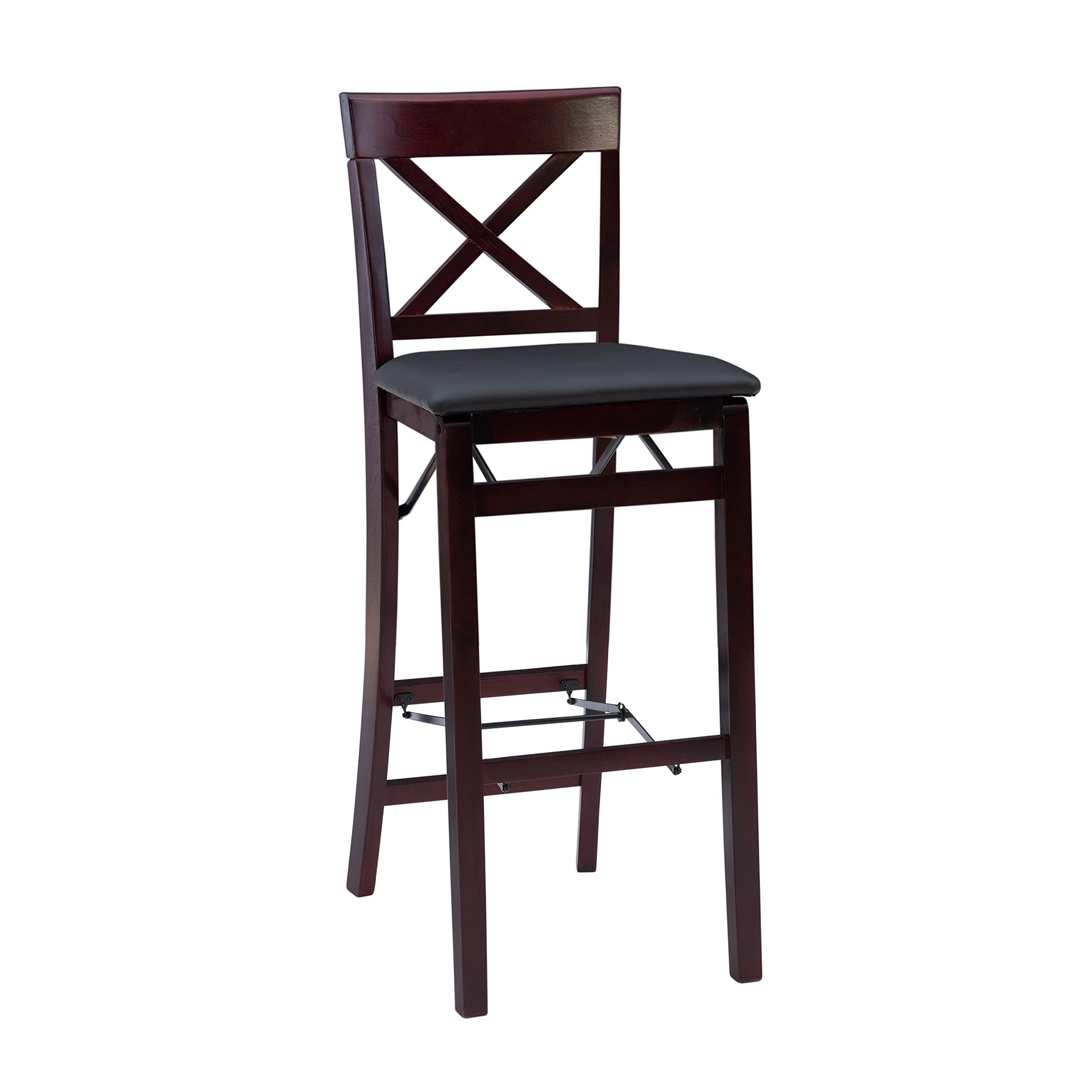 Linon Triena X Back Folding Bar Stool, Merlot/Brown