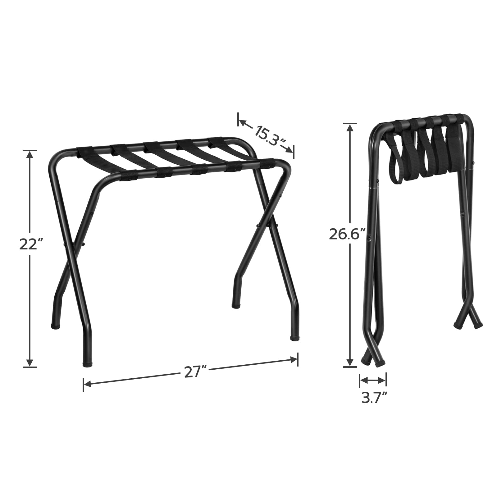 Hoobro Luggage Rack, Pack Of 2, Metal Foldable Suitcase Stand For Guest Room, Holds Up To 100 Lb, 27 X 15.3 X 22 Inches, Steel F