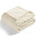 Vessia Flannel Fleece Throw Blanket For Kids And Adults, 3D Jacquard Cream Fuzzy And Warm Blanket For Couch,Sofa,Bed,Chair, 300G
