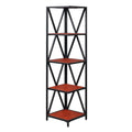 Convenience Concepts Tucson Metal 5 Tier Corner Bookcase, Cherry / Black