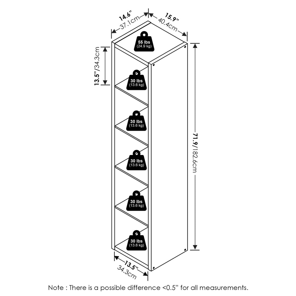 Furinno Cubicle Open Back Decorative Verticle Cube Storage Organizer, 5-Cube, Dark Oak