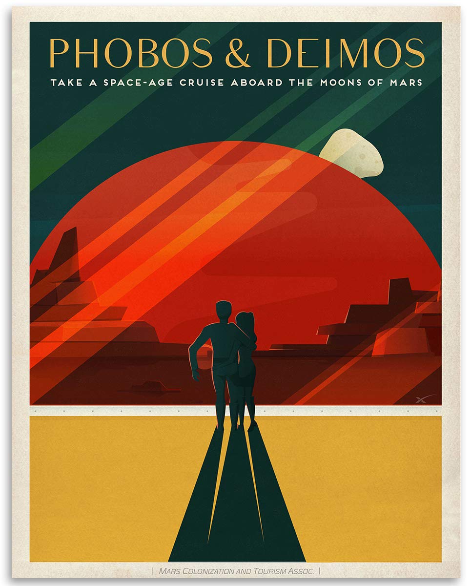Astronomy Poster - SpaceX Mars Travel - 11x14 Unframed Art Print - Vintage Posters for Dark Academia, Space Poster for Astronome