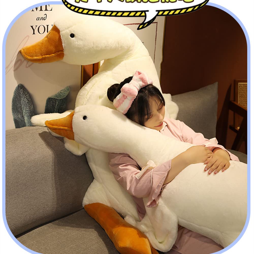 Goose Stuffed Animal Pillow Toy, Cute Giant White Goose Stuffed Animal Duck Plush Pillow,Super Soft Hugging Pillow,Swan Pillow W