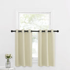Nicetown Window Tiers Curtains For Kitchen Sink Over, Small Window Curtains Room Darkening Light Block Energy Efficient Drapes For Bedroom Bath Basement, W29 X L36 Inches, Light Beige, 2 Panels