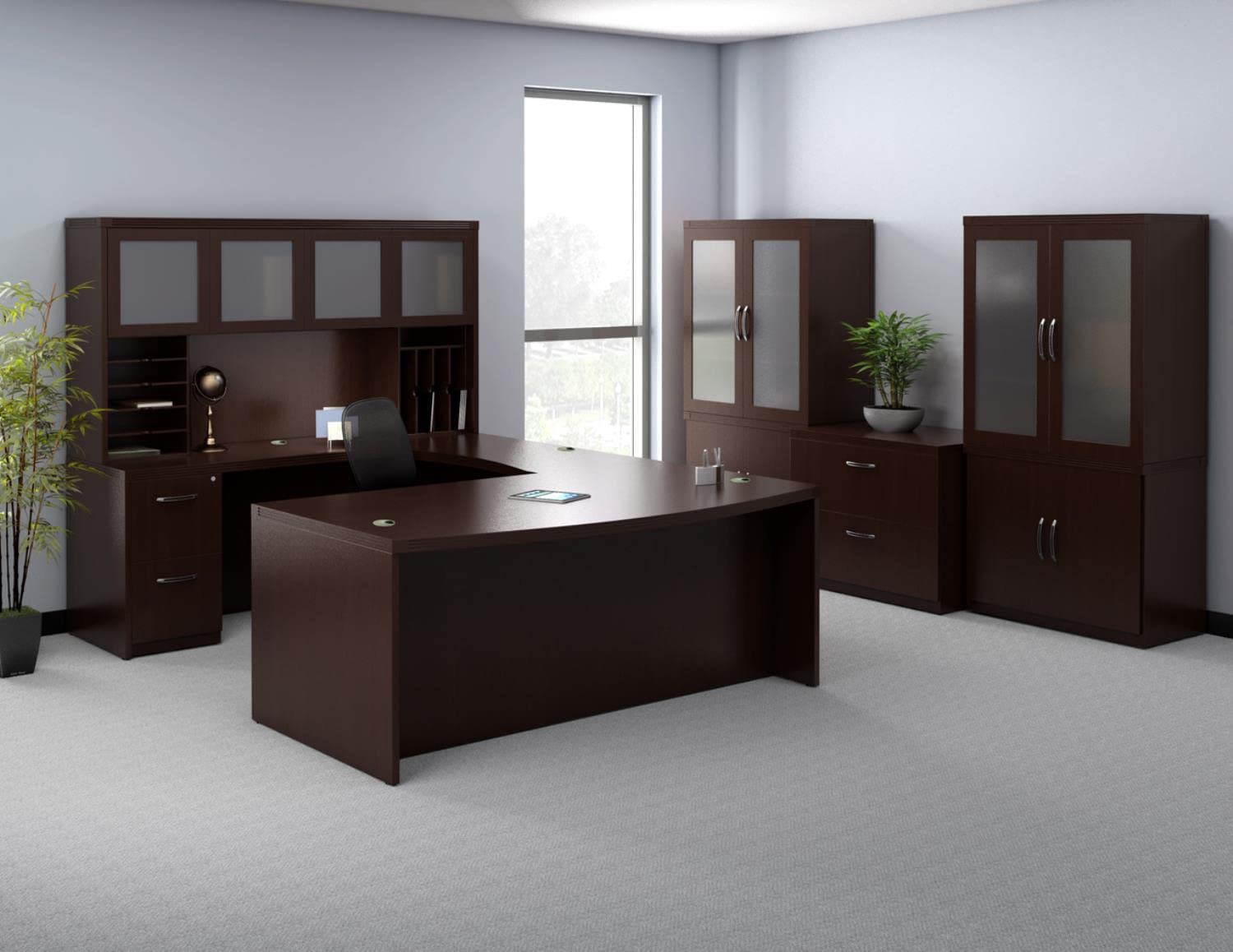 Safco Mayline AWG72LDC Aberdeen Hutch Cabinet, Wall Mount, 72&quot; W, Mocha Tf