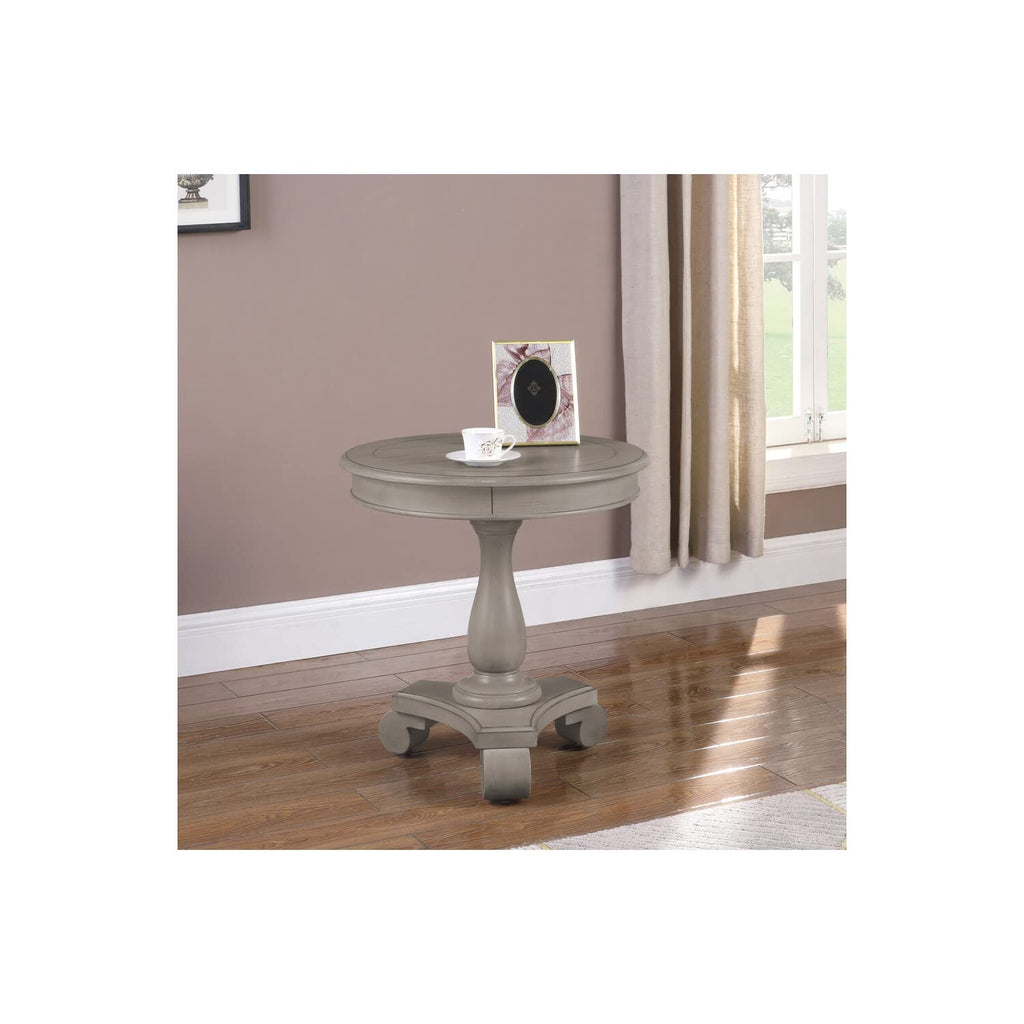 Best Master Furniture Transitional Antique Round End Table, Grey