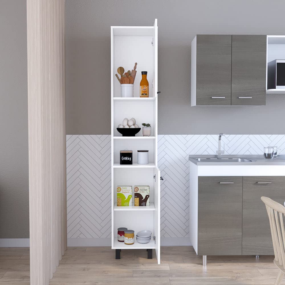 Pantry Cabinet Almada, Three Interior Shelves - White