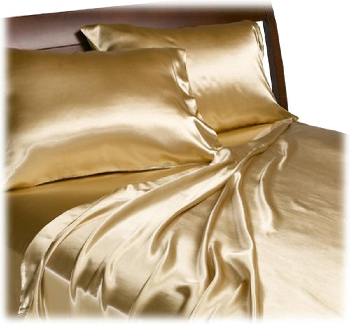 Royal Opulence Divatex Home Fashions Satin Queen Sheet Set, 3 Pcs, Gold