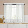 Mrtrees 2 Panels Off White Kitchen Tier Curtain Sheers Light Filtering Solid Voile Drapes, Short Half Window Treatments For Base