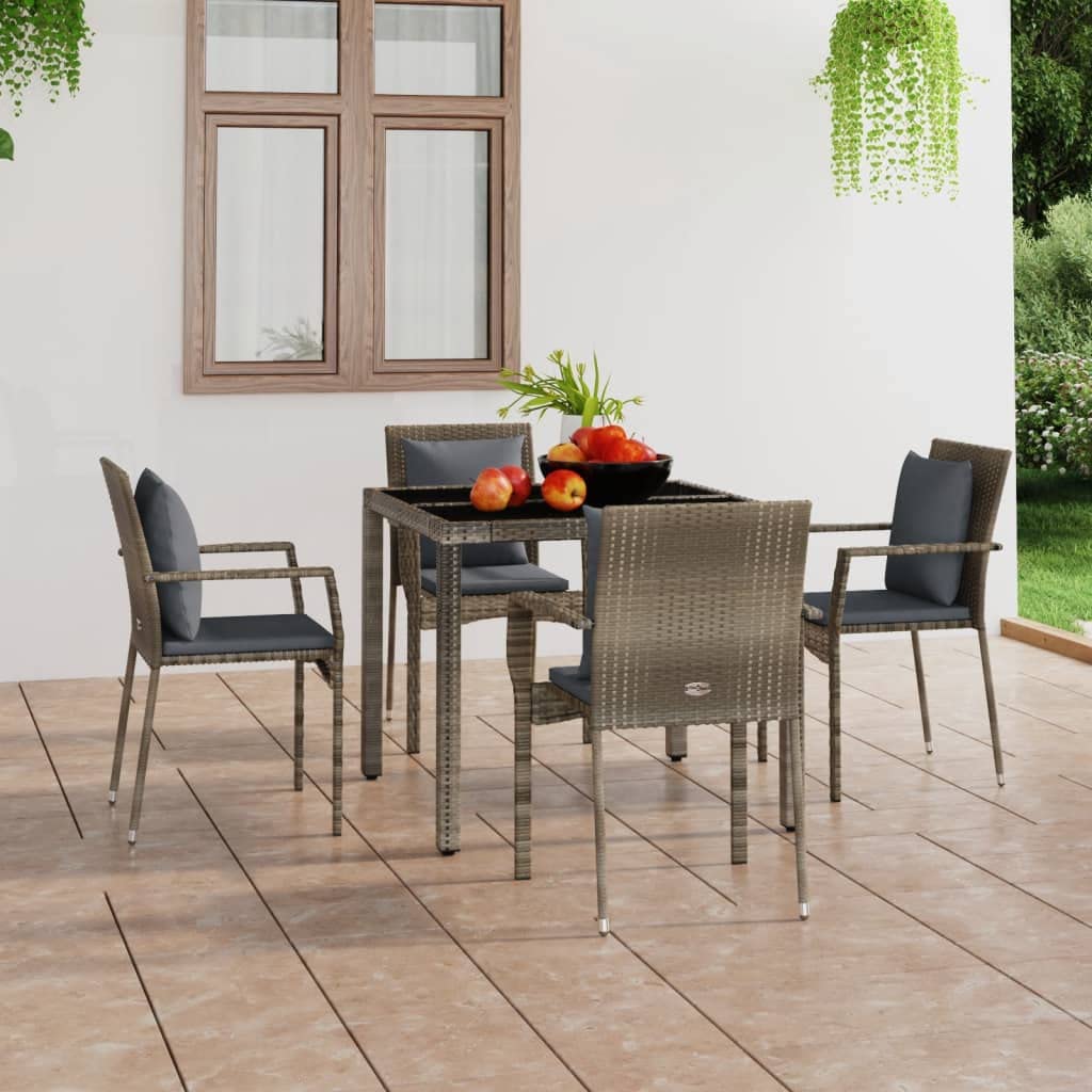 Garden Chairs with Cushions 4 pcs in Grey Polyrattan