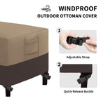 Easy-Going Outdoor Ottoman Cover, Waterproof Patio Ottoman Cover, Heavy Duty Outdoor Furniture Cover With Padded Handles (28'X22'X17', Gray/Black)
