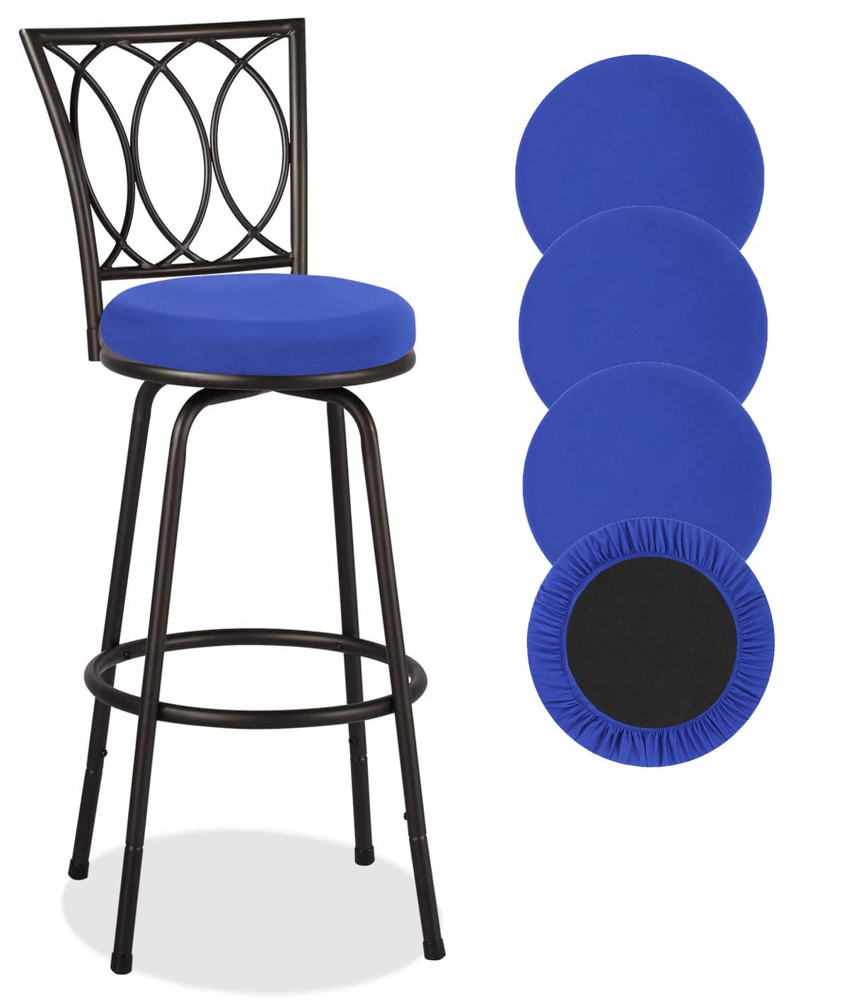 Deisy Dee 4Pcs Round Bar Stool Seat Covers Stretch Round Chair Covers For 13-16 Inch Stool Chair (Royalblue)