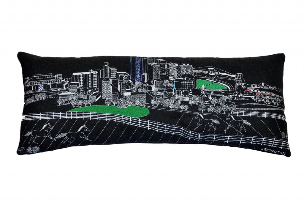 HomeRoots Grey 35' Black Lexington Nighttime Skyline Lumbar Decorative Pillow