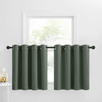 Nicetown Window Tiers Valance Curtains For Kitchen Blackout Thermal Insulated Solid Grommet Short Window Curtain For Living Room/Bedroom, Dark Mallard, 52 X 30 Inches, 2 Panels