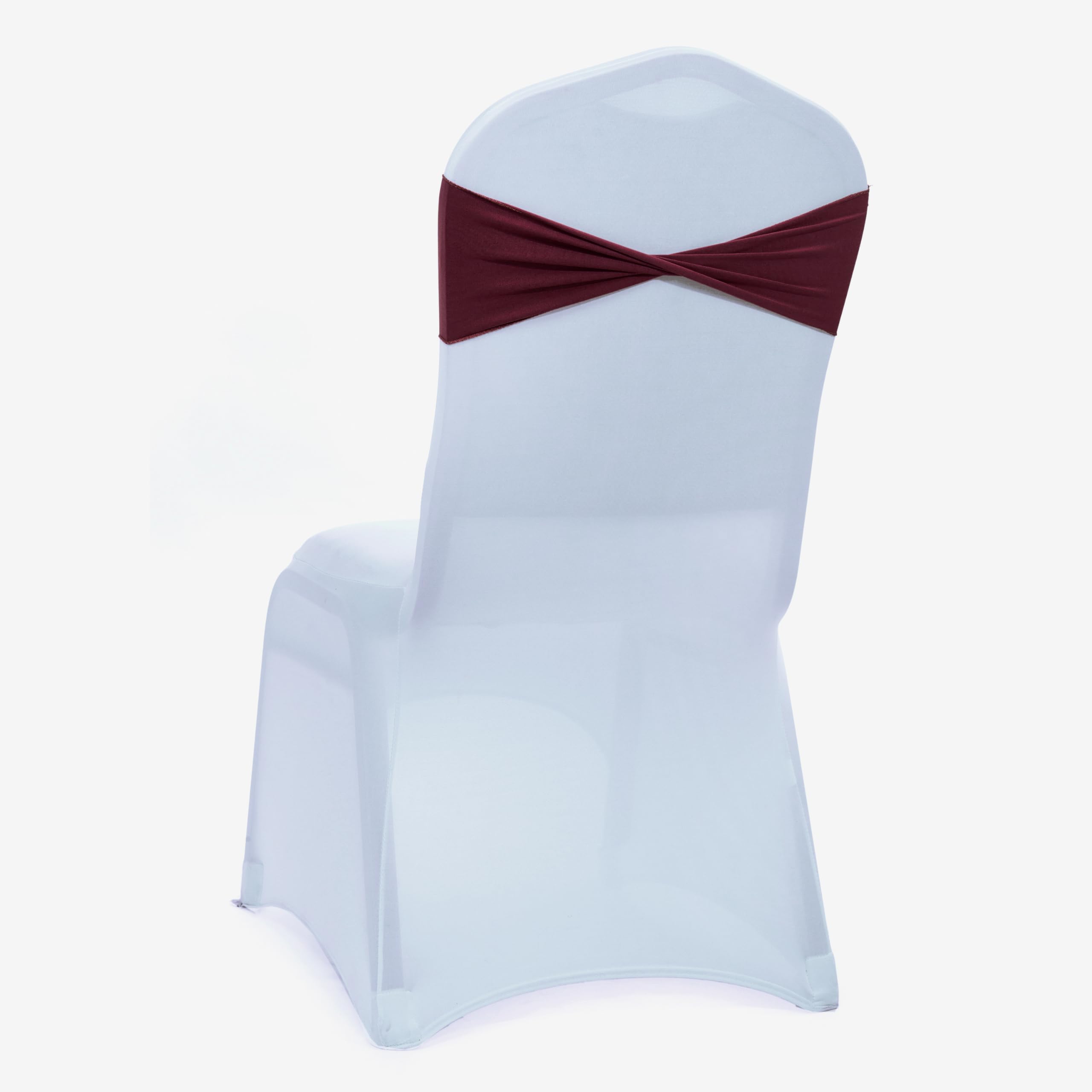 Mds Pack Of 100 Spandex Chair Sashes Bow Sash Elastic Chair Bands Ties Without Buckle For Wedding And Events Decoration Spandex Slider Sashes Bow - Burgundy