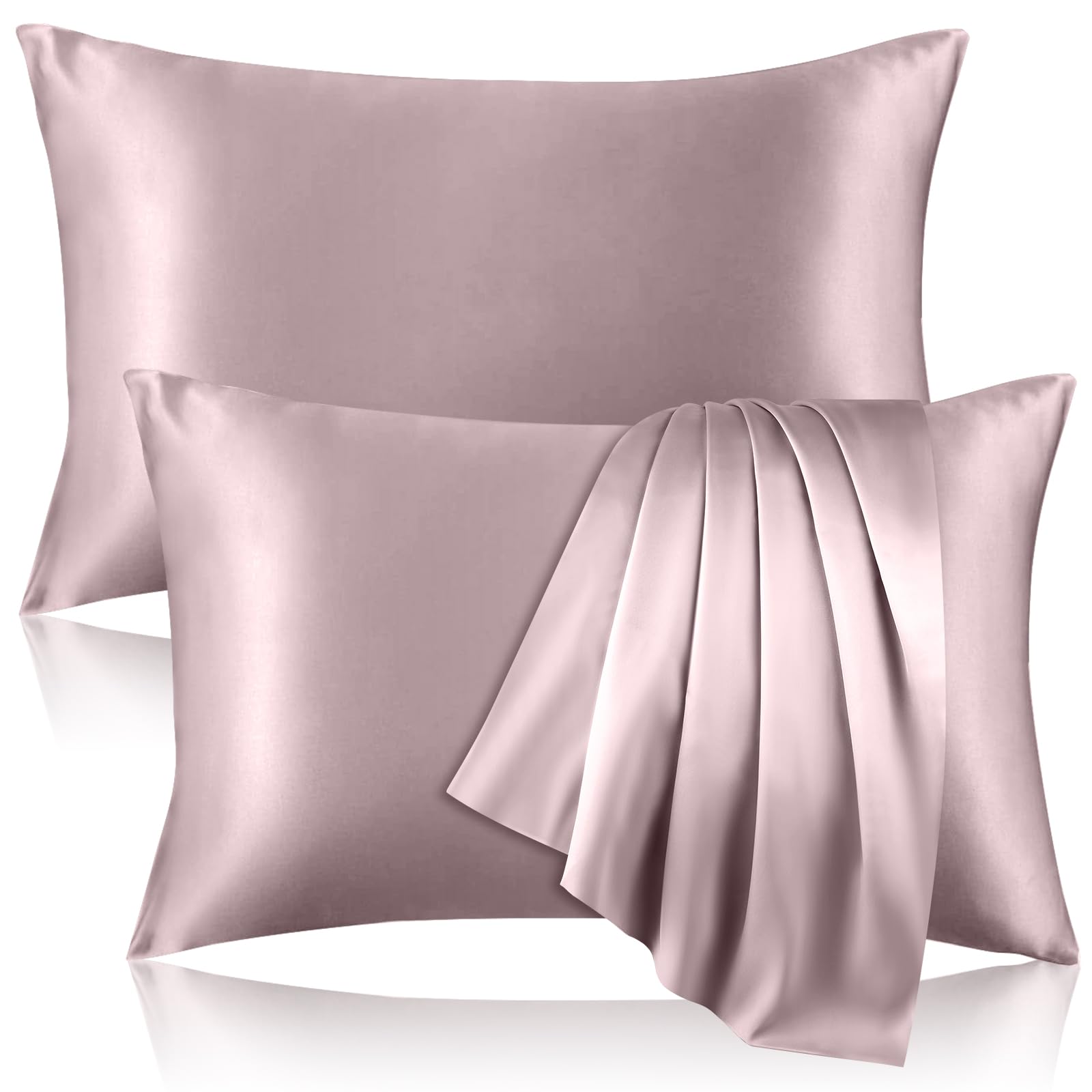 2 Pack 100% Pure Silk Pillowcase for Hair and Skin, Both Sides Mulberry Silk Pillowcases with Hidden Zipper, Cooling Pillowcase 
