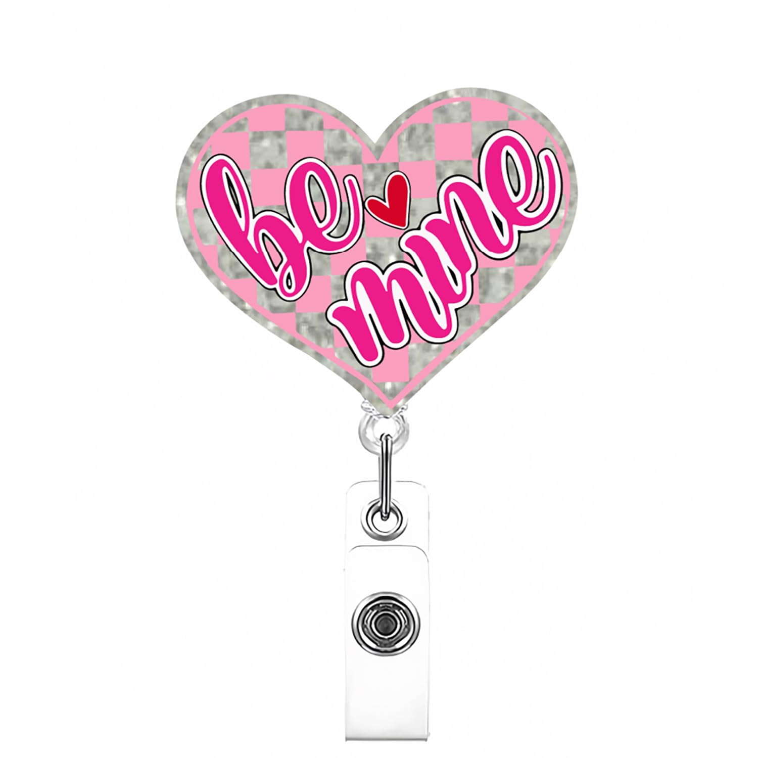 Valentine'S Day Badge Reel Funny Heart Be Mine Badge Clip, Cute Pink Badge Holder For Teacher, Nurse Holiday Retractable Badge R