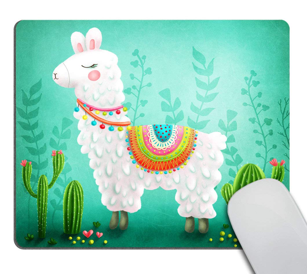 Smooffly Cute Llama Cactus Mouse Pads Desk Accessories Non-Slip Rubber Customized Computer Mouse Pad 9.5 X 7.9 Inch (240Mmx200Mm