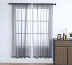 Pi Sheer Curtains,Window Treatment Light Filter Airy Voile With Rod Pocket For Living Room/Bedroom/Kids Room 2 Panels(W42Xl72,Dark Grey)
