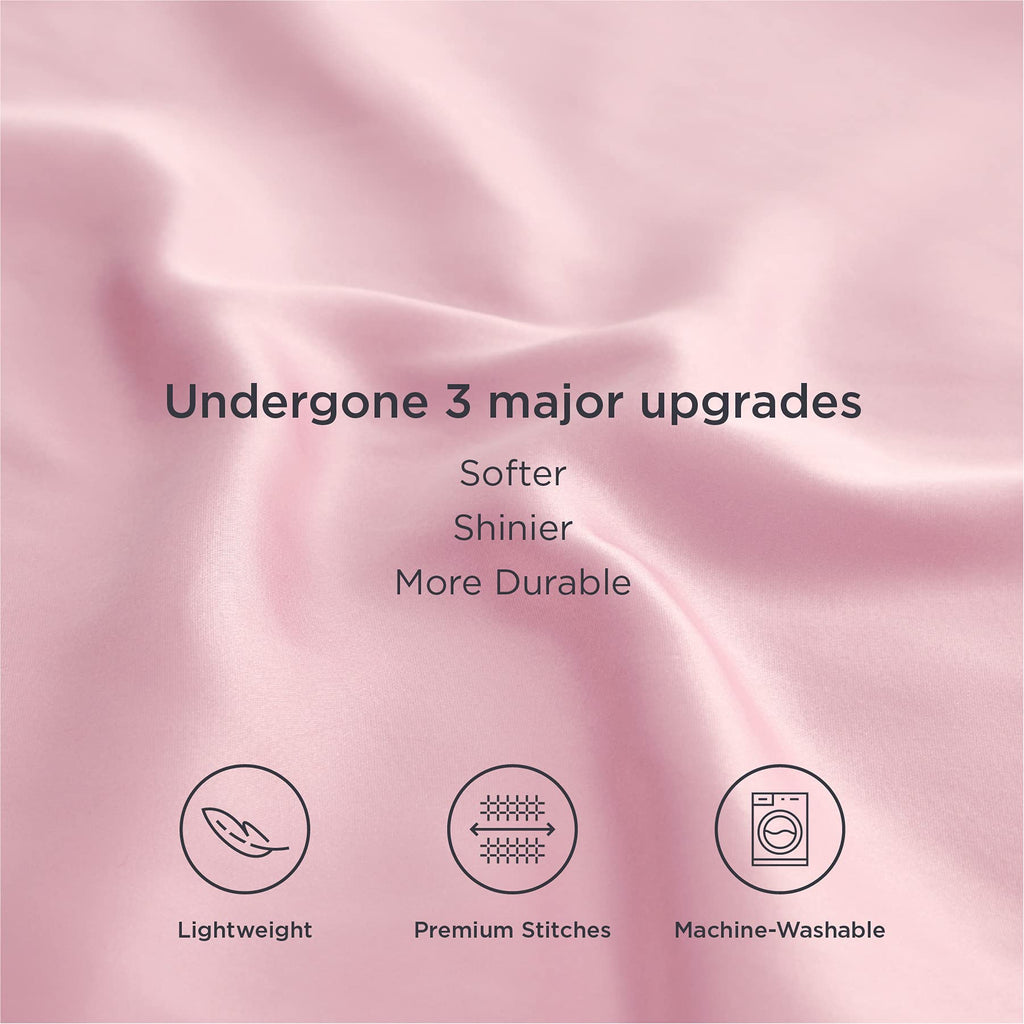 Bedsure King Size Satin Pillowcase Set Of 2 - Pink Silky Pillow Cases For Hair And Skin 20X36 Inches, Pillow Covers With Envelop