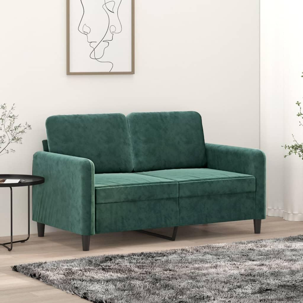 vidaXL 2-Seater Sofa - Dark Green Velvet Upholstered, Modern Design for Home, Lounge, Office - Comfortable Padded Seats and Armrests