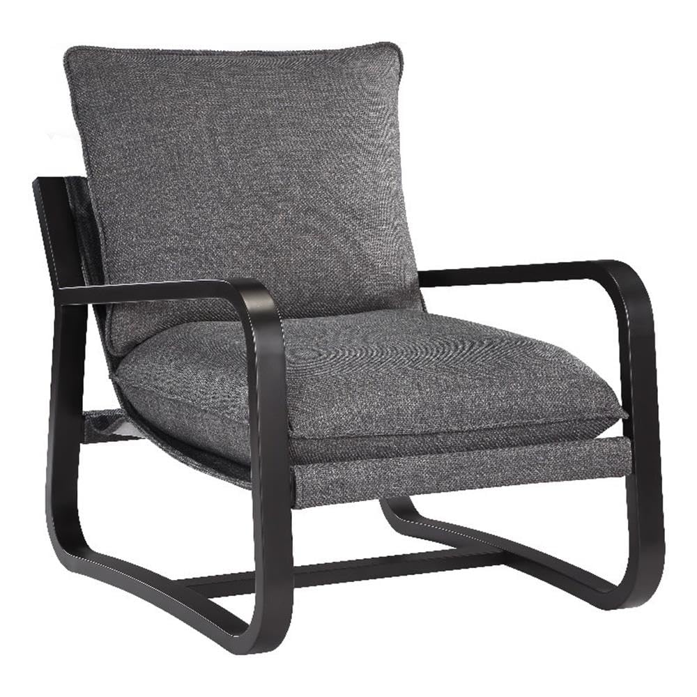 Comfort Point Sling Chair Upholstered in Charcoal Gray Fabric with Metal Frame