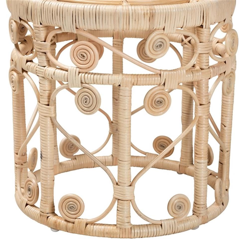 Baxton Studio Bowie Modern Bohemian Natural Brown Rattan 2-Piece Nesting End Table Set Natural Brown/Natural Rattan