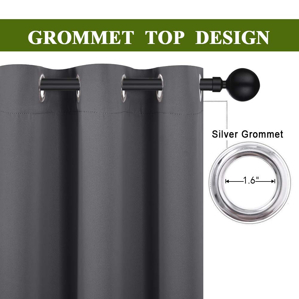 Nicetown Sliding Door Curtains, Wide Thermal Blackout Patio Door Curtain Panel, Sliding Door Drapes/Draperies With Grommet Top (Gray, W70 X L95)