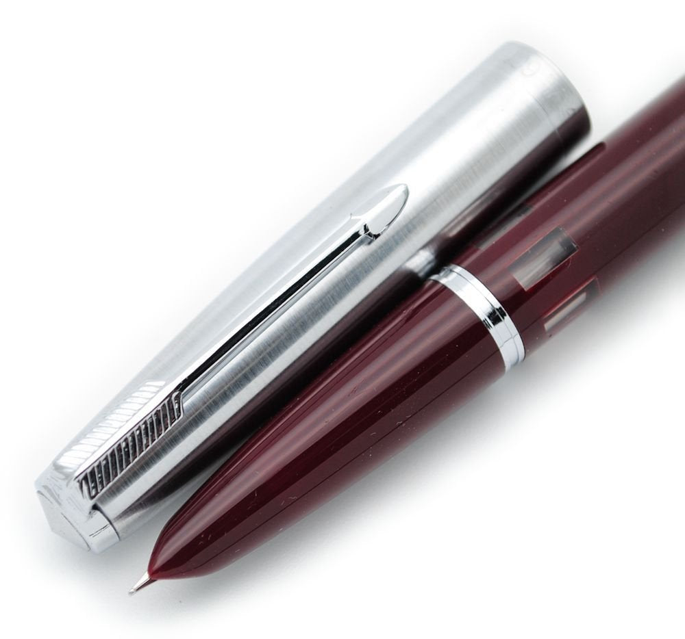 Czxwyst 601 Steel Cap Vacumatic Fountain Pen (Wine Red With Ink Window)