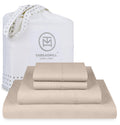 Threadmill Queen Sheet Set For Queen Mattresses | 800 Thread Count Jacquard Celine Light Beige | Better Than Egyptian Cotton | 4