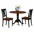 East West Furniture DLPL3-BCH-W 3 Piece Modern Dining Table Set Contains a Round Wooden Table with Dropleaf and 2 Dining Room Chairs, 42x42 Inch, Black & Cherry