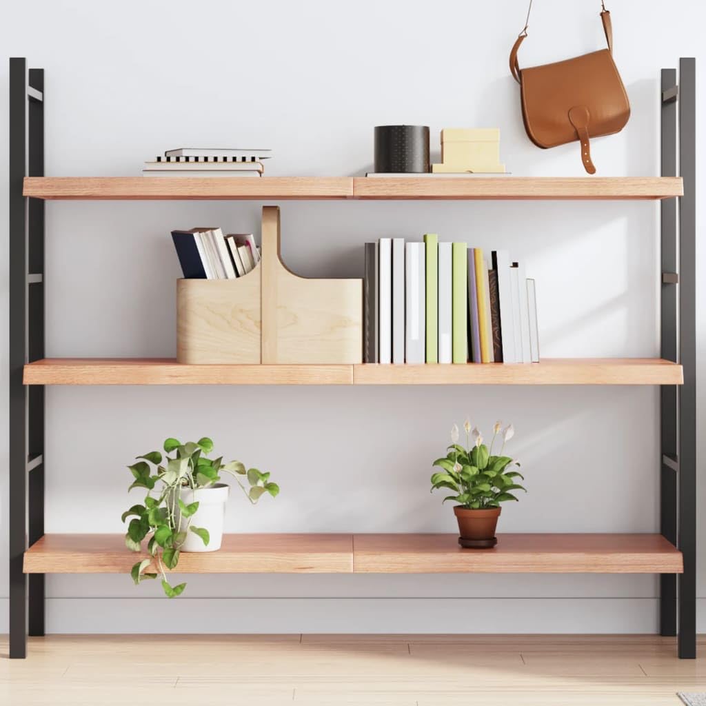 vidaXL Solid Oak Wood Wall Shelf - Light Brown Varnished - Compact and Versatile for Various Uses - Unique Handmade Live Edge Design