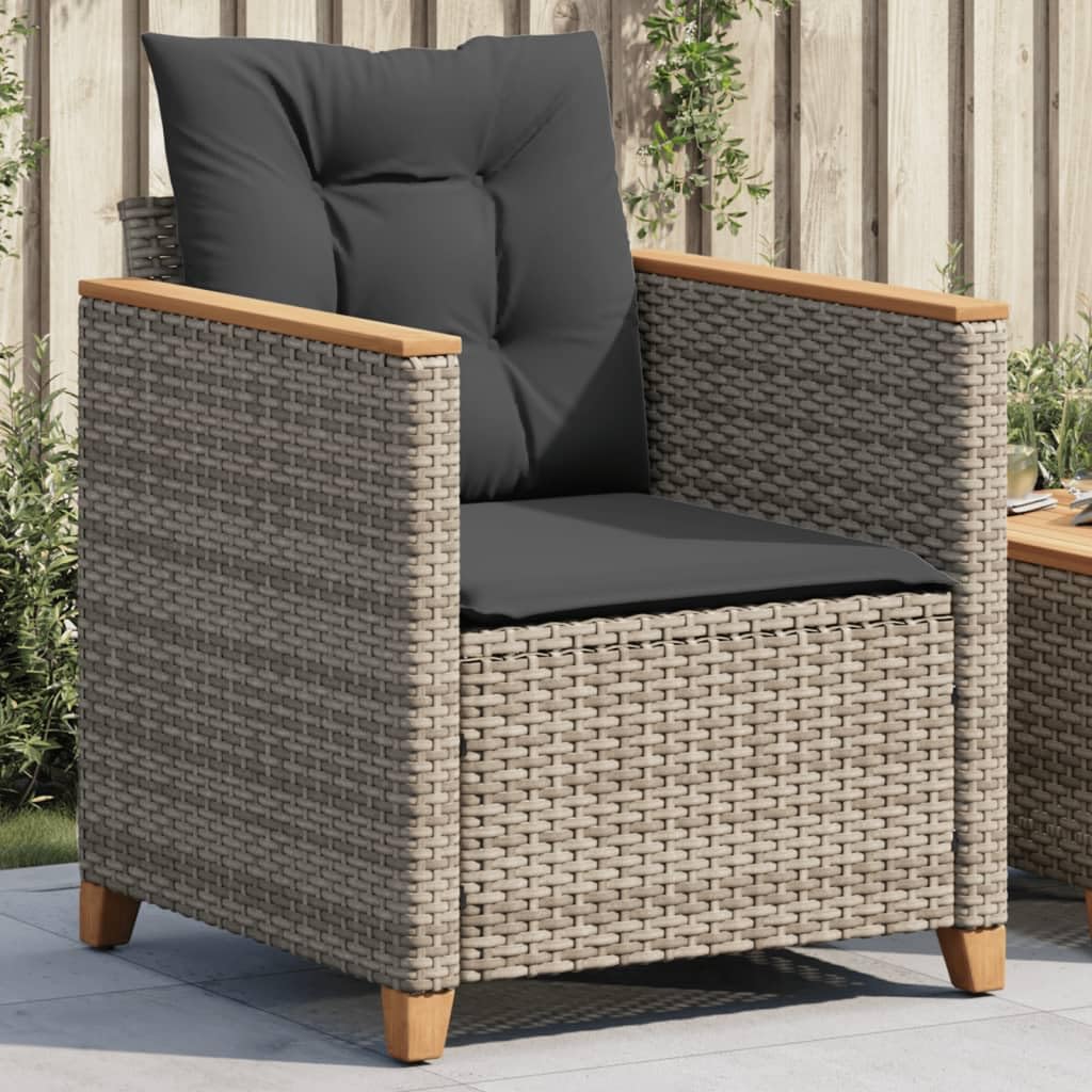 vidaXL Garden chair with cushions poly rattan grey - Thumbnail 5
