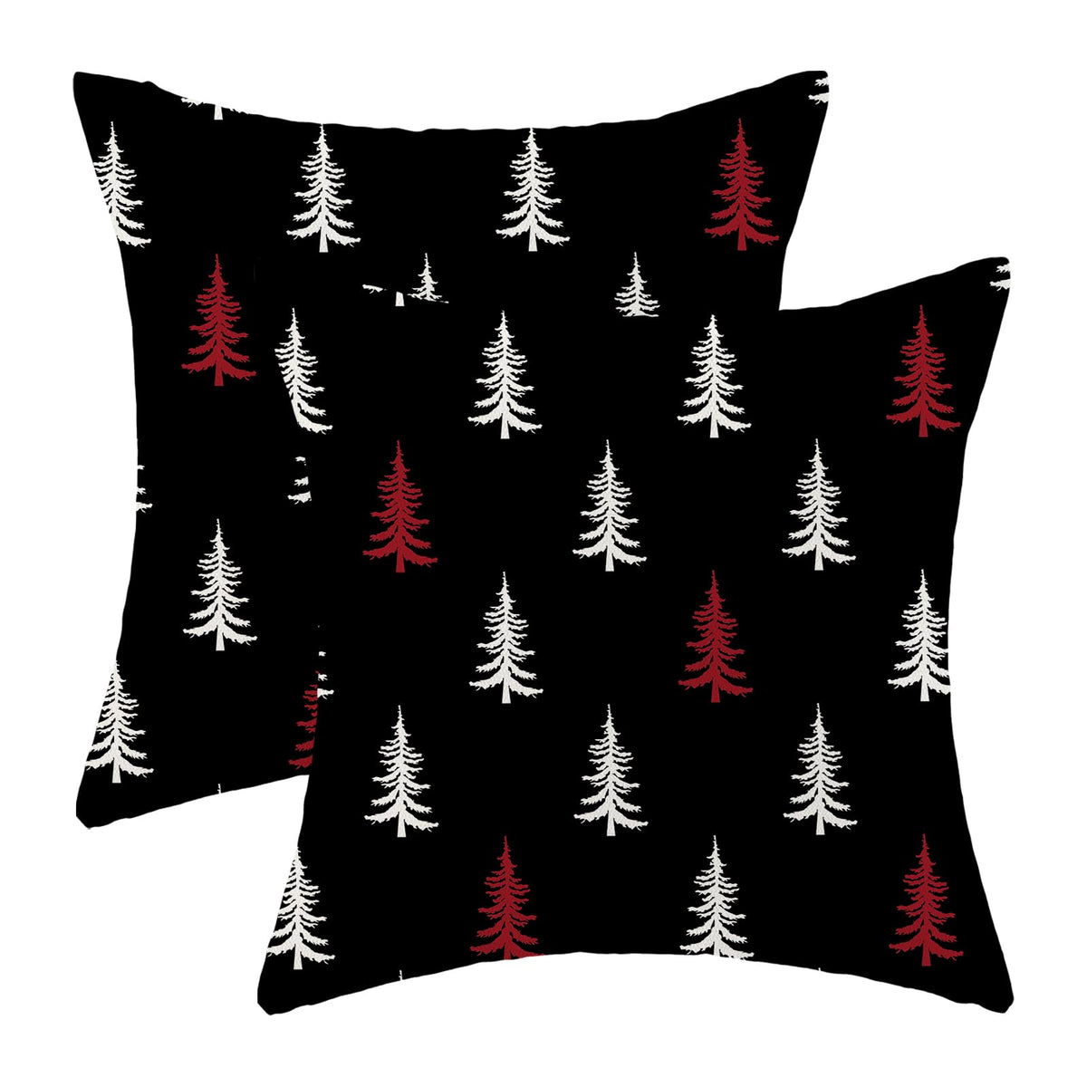 Cxmeifly Christmas Pillow Covers 18X18 Inch Set Of 2 Black Red Cream Christmas Tree Decor Throw Pillows Winter Xmas Holiday Outd