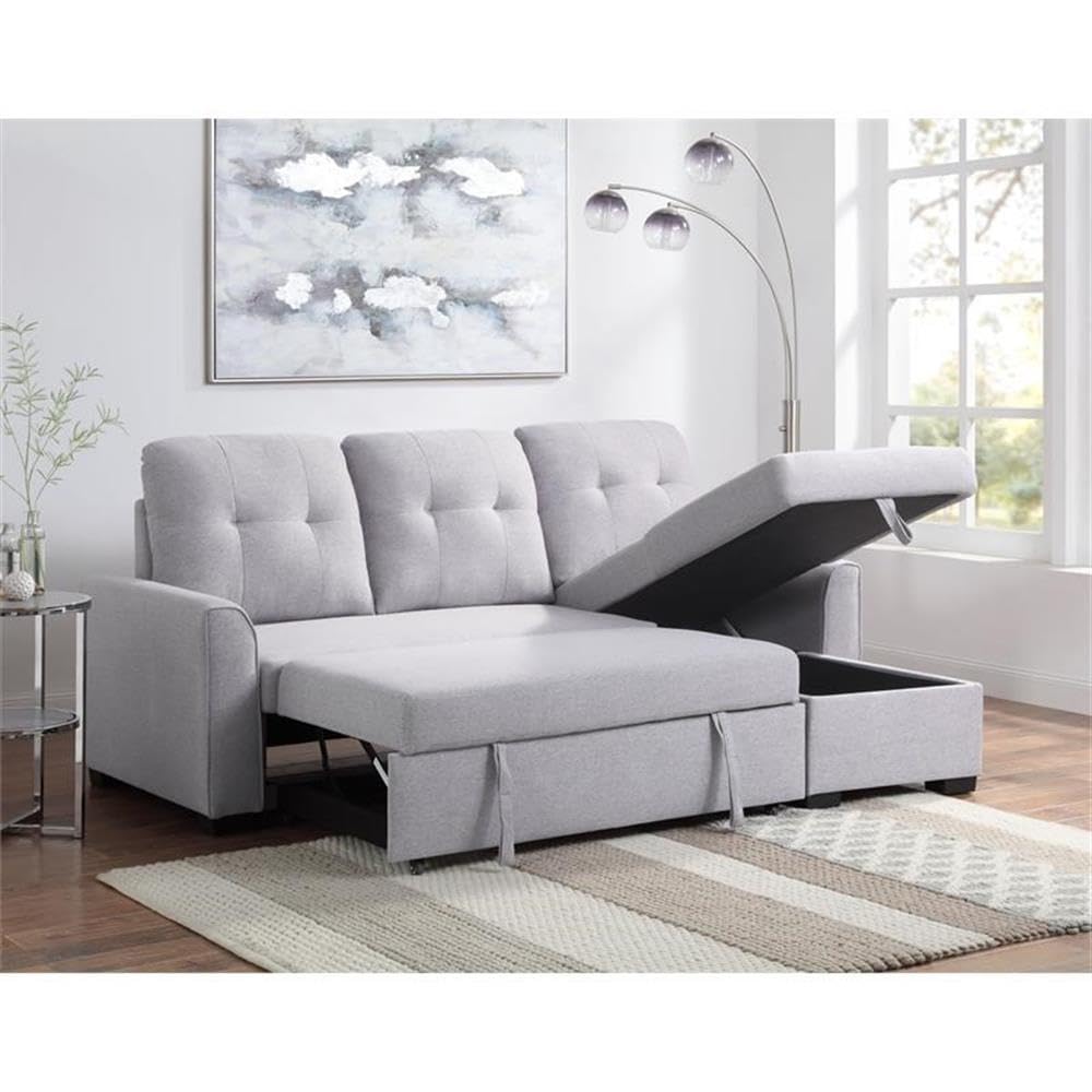 Amboise Fabric L-Shaped Reversible Storage Sleeper Sectional Sofa