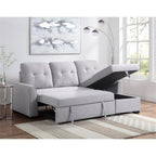 Acme Amboise Fabric Reversible Sleeper Sectional Sofa with Storage in Light Gray