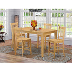 East West Furniture CAGR5H-OAK-W 5 Piece Counter Height Dining Set Includes a Rectangle Dinette Table and 4 Kitchen Dining Chairs, 36x60 Inch, Oak