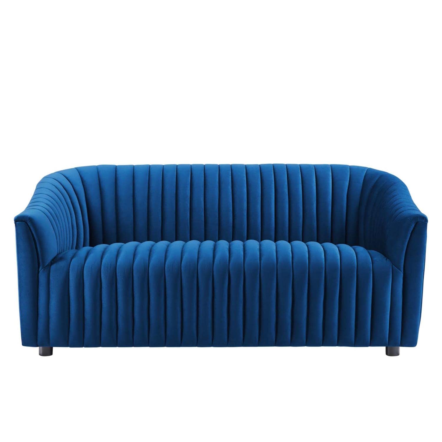 Modway Announce Velvet Channel Tufted Loveseat With Navy Finish Eei-5054-Nav