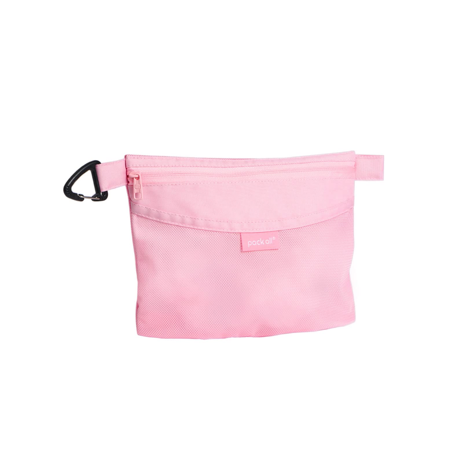 Pack All Water-Resistant Material Zipper Pouch, Mesh Zipper Bags For Storage, Travel, Office (Pink, Small)