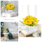 Aifusi Artificial Flowers, Daisy Flower With Vase Silky Artificial Daisies Bouquet Fake Plant Bonsai For Home Office Wedding Dec