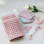 Sea Me At Home Waffle Washcloth Set, 100% Cotton (4 Pcs Washcloth 13X13 Inches, Powder Pink)