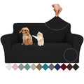 Jiviner Stretch Loveseat Slipcovers 1 Piece Love Seat Sofa Cover Spandex 2 Seater Couch Covers Universal Furniture Protector With Elastic Bottom (Black, Loveseat)
